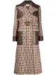 Image 1 of Gucci leather-panel double-breasted check coat