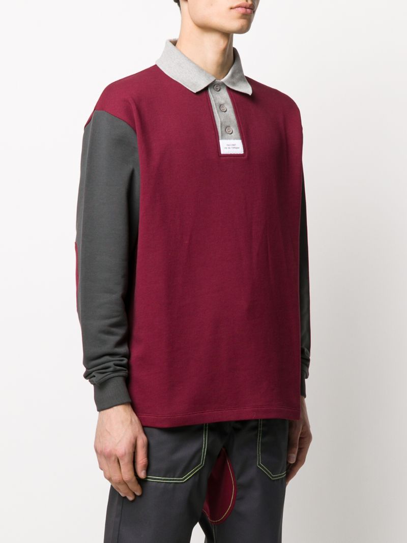 Shop Rassvet Long-sleeved Panelled Polo Shirt In Red