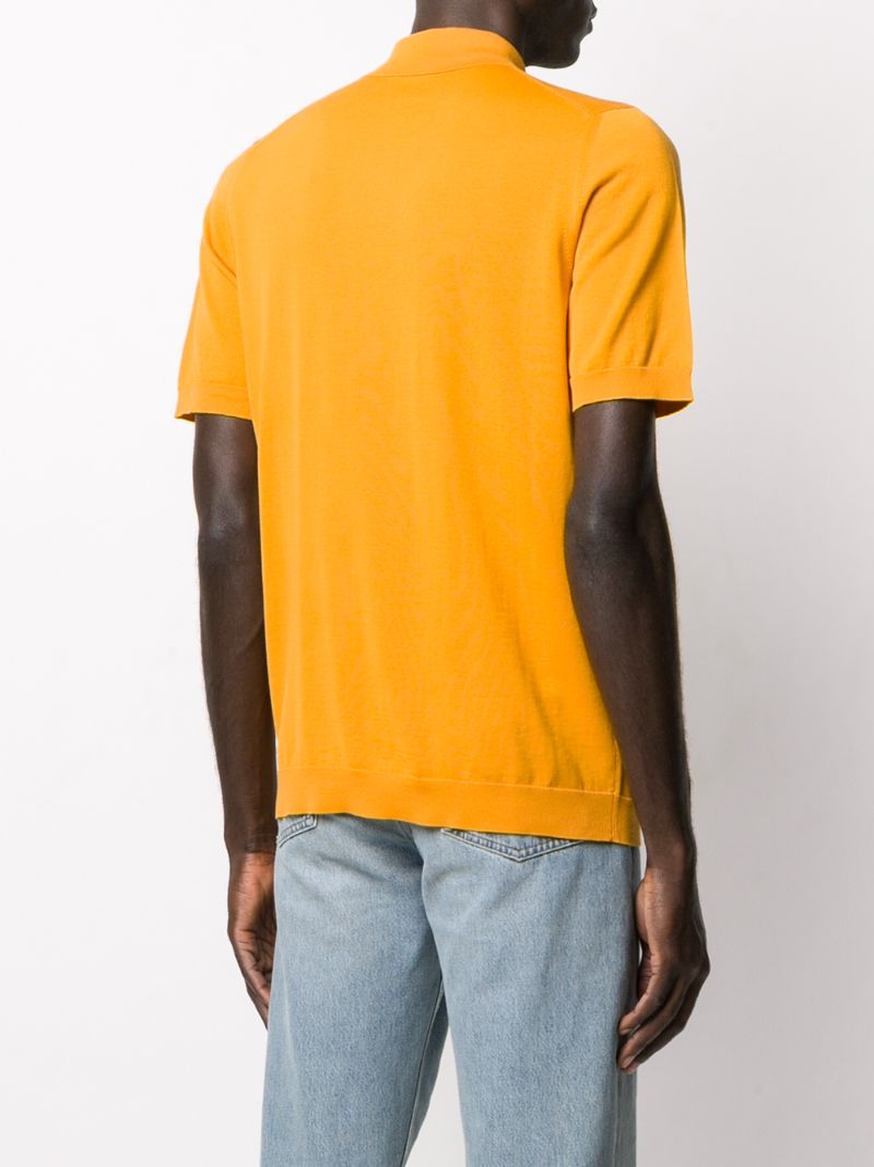 Shop Drumohr Plain Short-sleeved Polo Shirt In Yellow