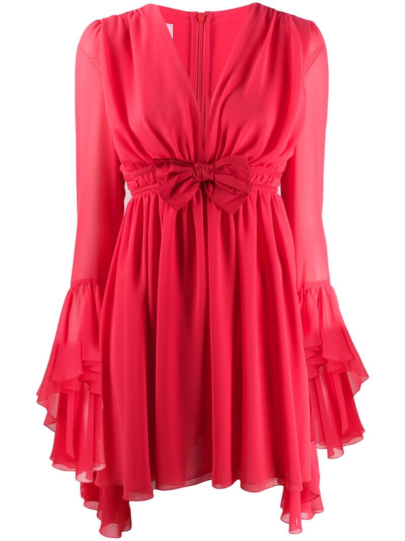 Giamba Bow-detail Flared Dress In Red