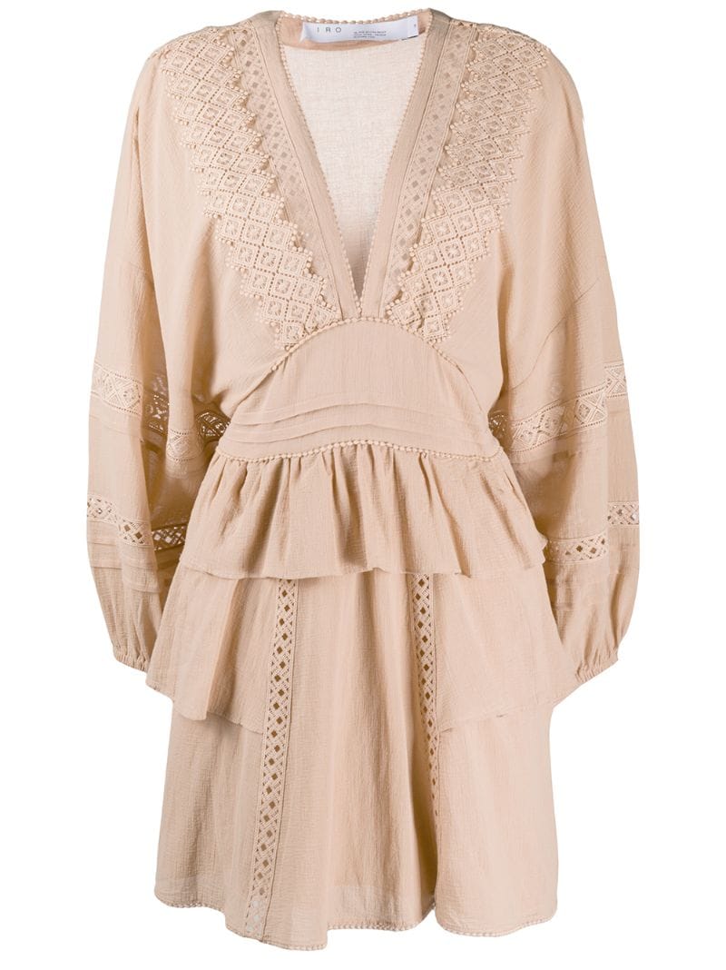 Iro Figons Embroidered Mini Dress In Neutrals