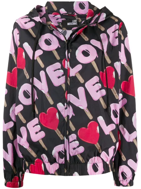 Love Moschino love print rain jacket