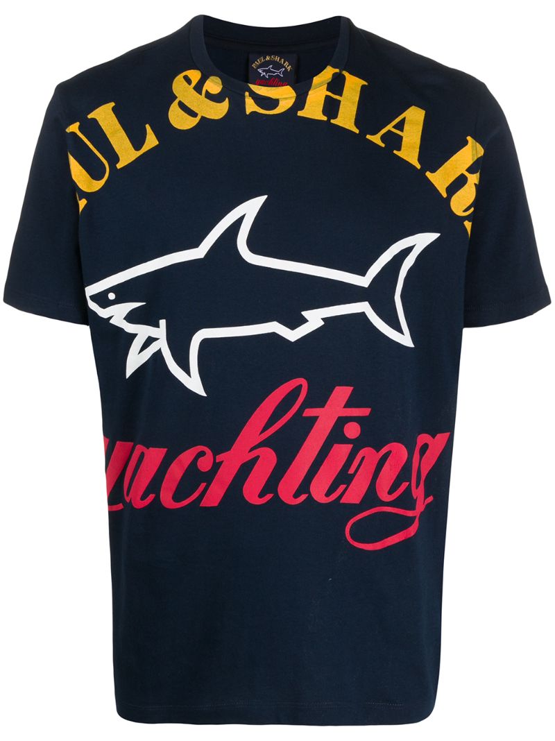 Paul & Shark Large Logo Ringer T-shirt In Blue