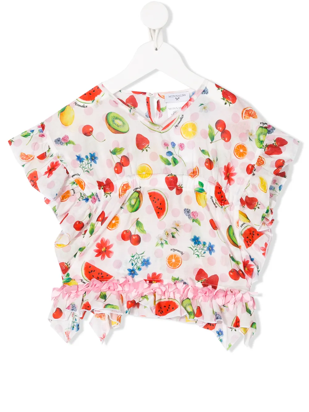 

Monnalisa blusa con estampado de frutas - Blanco