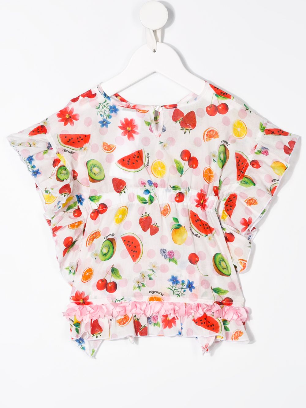 Monnalisa Blouse met fruitprint - Wit