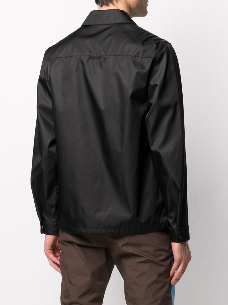 Shop Prada Zipped Shirt Jacket In Black