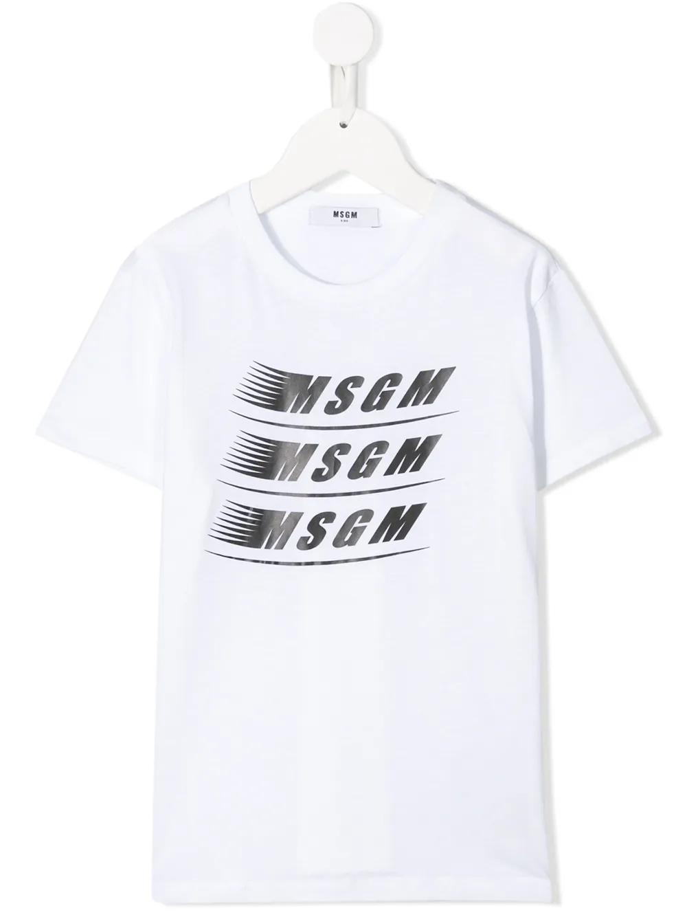 Msgm Kids' Logo-print Crew-neck T-shirt In White