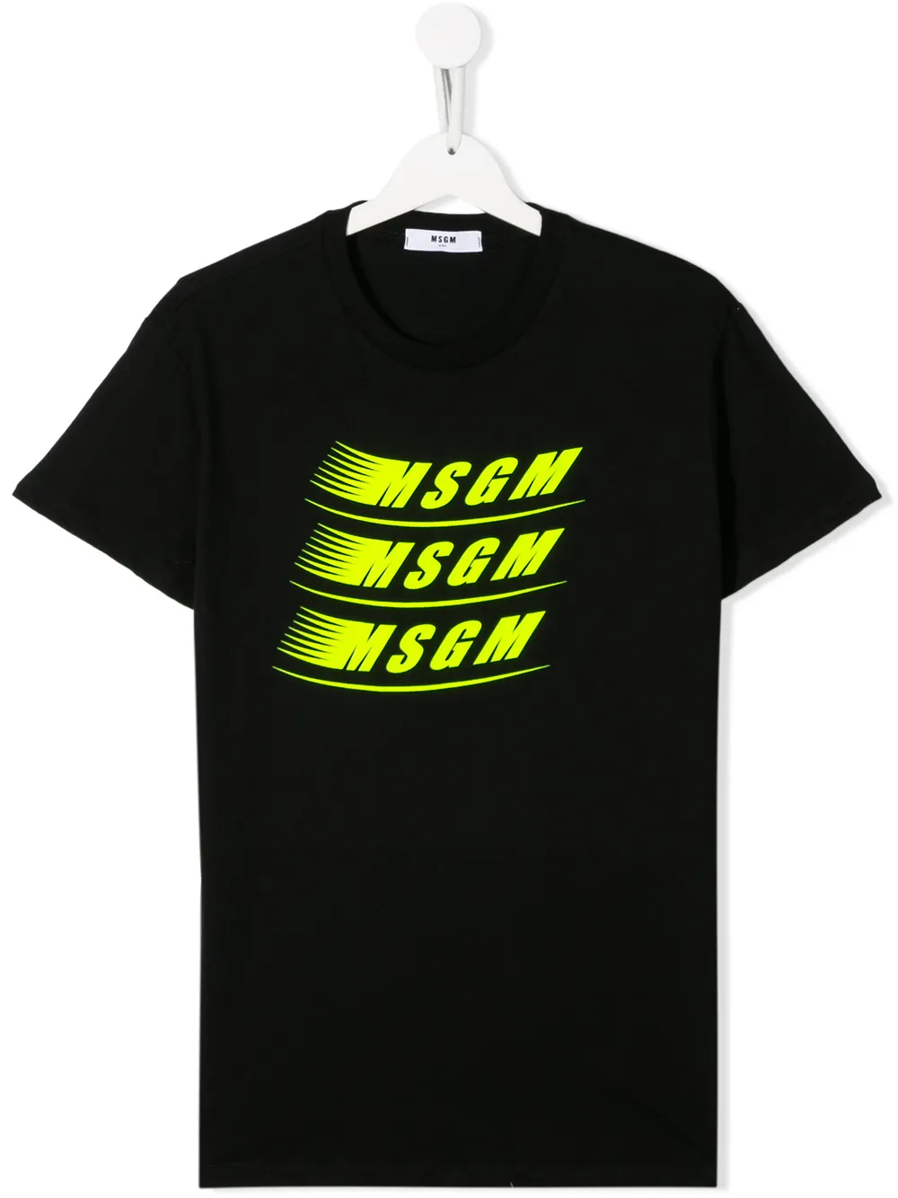 Msgm Teen Logo-print Crew-neck T-shirt In Black