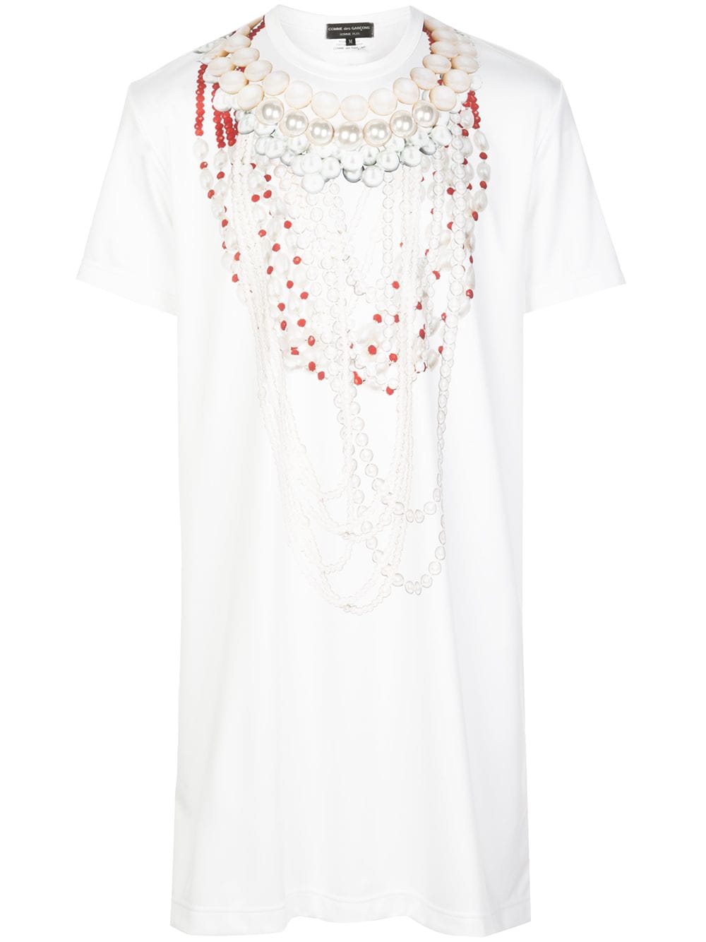 Comme Des Garçons Homme Deux Pearl Bead Long T-shirt In White