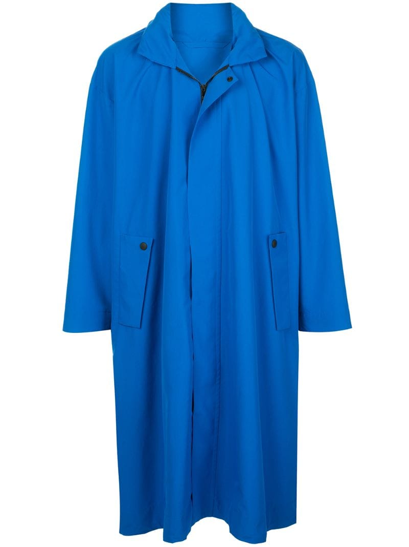 Issey Miyake That Oversized Single Breasted Coat In Blue