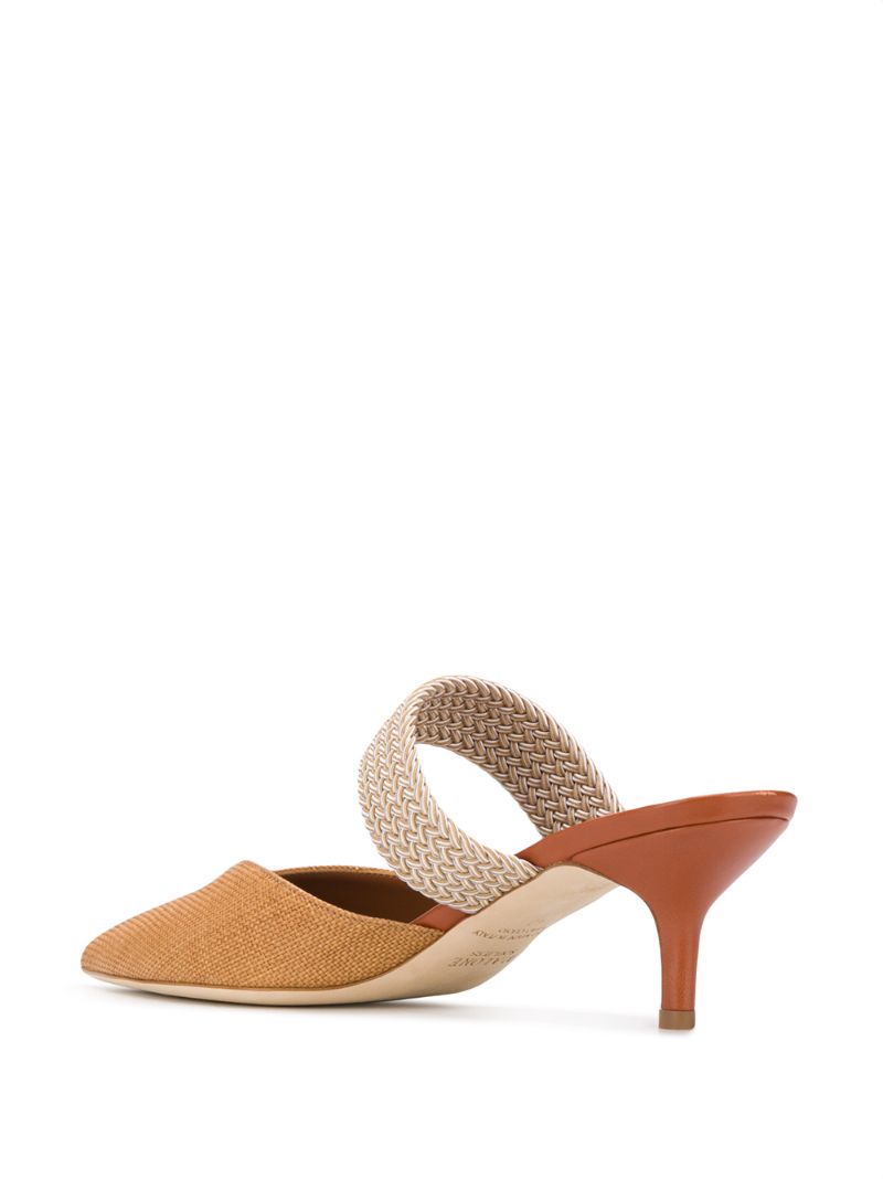 Shop Malone Souliers Maisie Arch-strap Canvas Mules In Brown