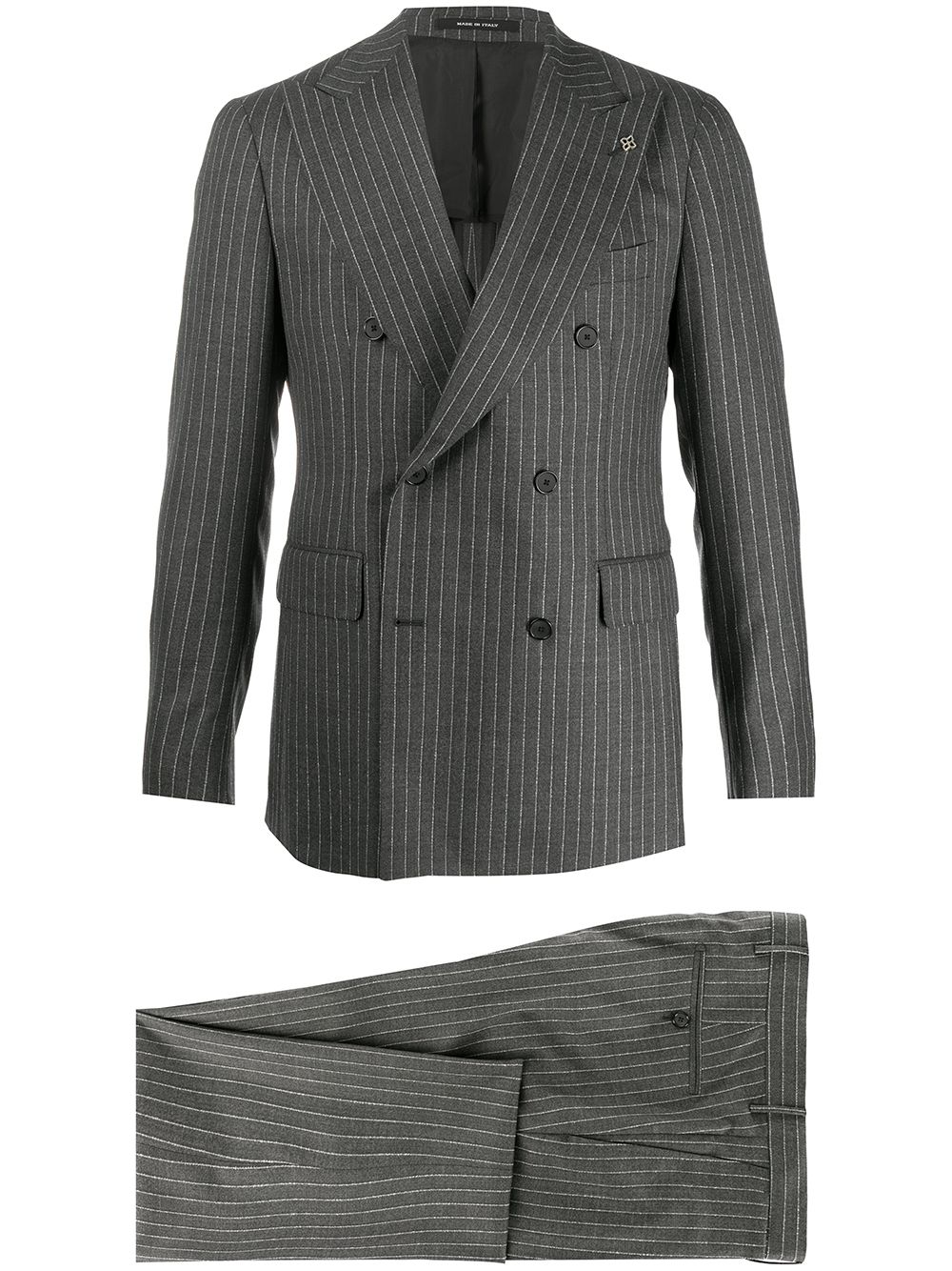 Tagliatore Pinstripe Two Piece Suit In Grey