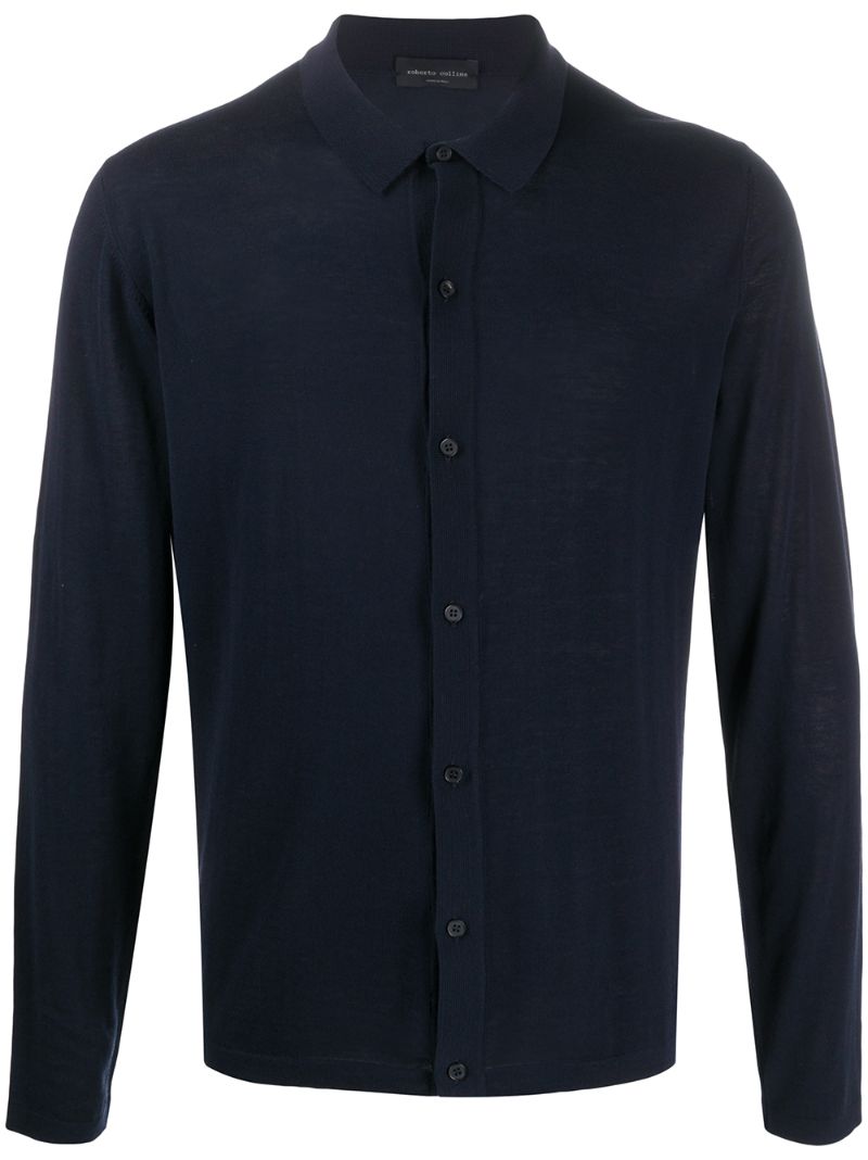 Roberto Collina Fine Knit Button-down Jumper In Blue