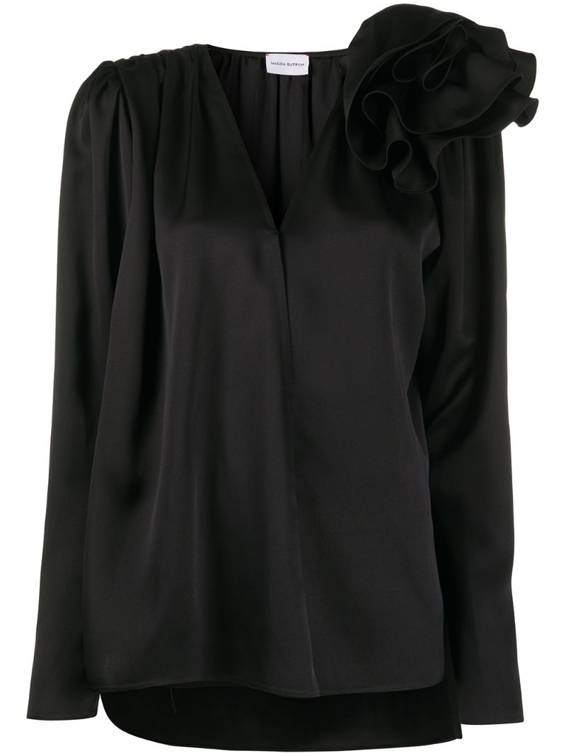 Magda Butrym 3d Shoulder Appliqué Blouse In Black