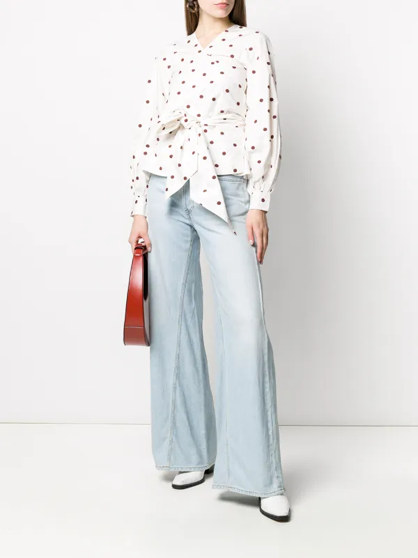 polka dot wrap shirt