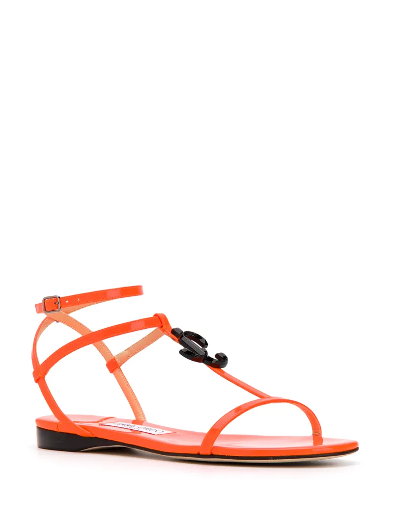 JIMMY CHOO ALODIE LOGO FLAT SANDALS