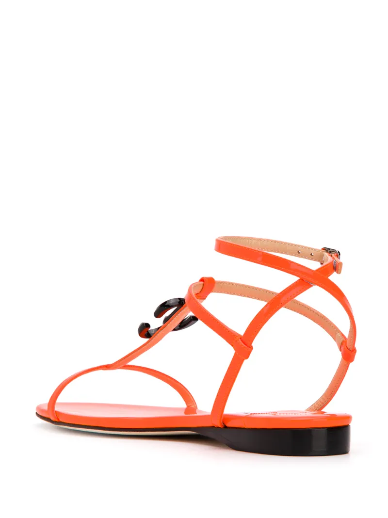 Shop Jimmy Choo Alodie Logo Flat Sandals In Orange