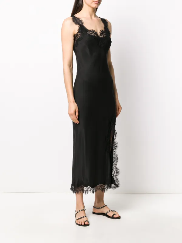 Gold Hawk Miley lace-hem Slip Dress | Black | FARFETCH JO