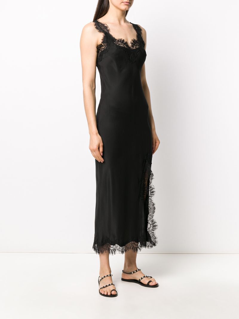 Shop Gold Hawk Miley Lace-hem Slip Dress In Black