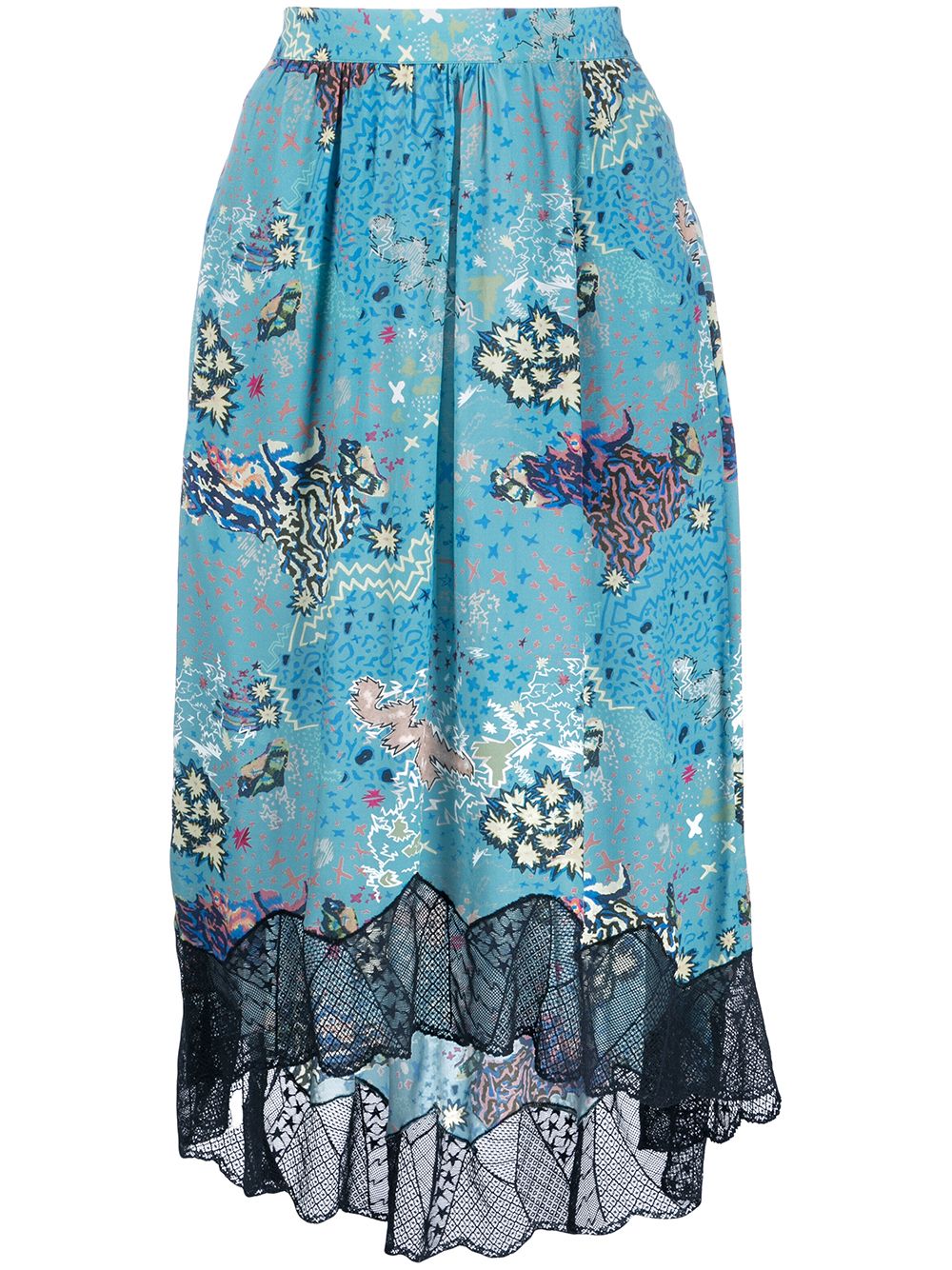 Zadig & Voltaire Straight Fit Scalloped Lace Skirt In Blue