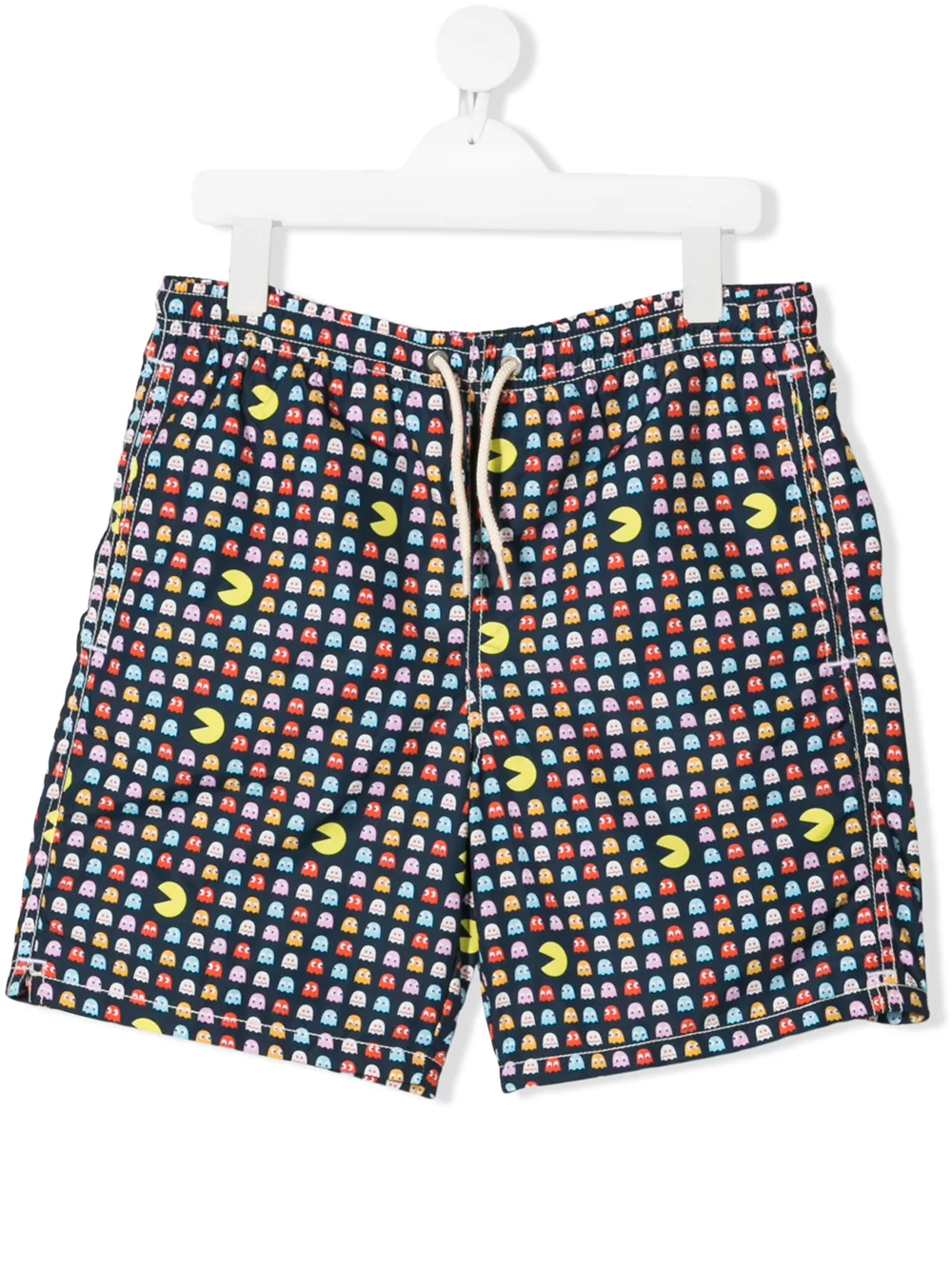 Mc2 Saint Barth Teen Pacman Print Drawstring Swim Shorts In Blue