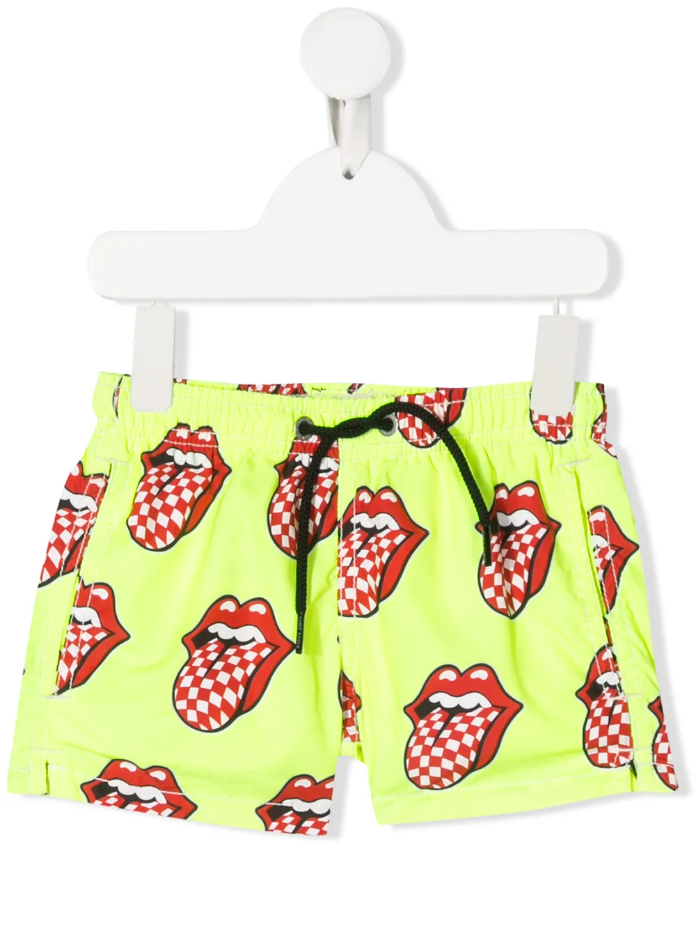Mc2 Saint Barth Kids' Rolling Stones Check Swim Shorts In Yellow