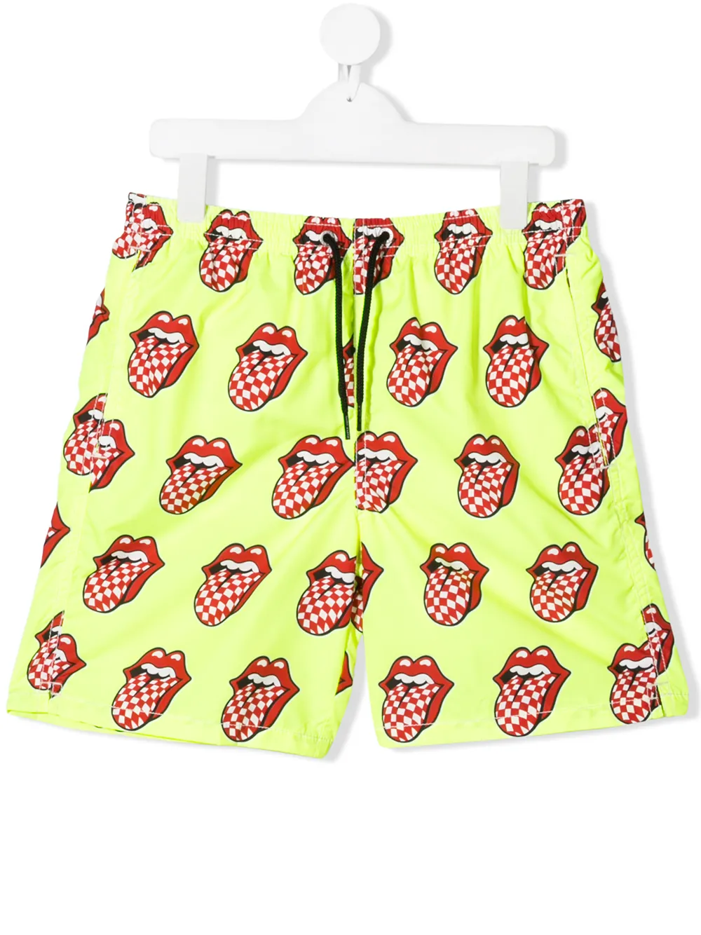 Mc2 Saint Barth Teen Rolling Stones Print Swim Shorts In Yellow