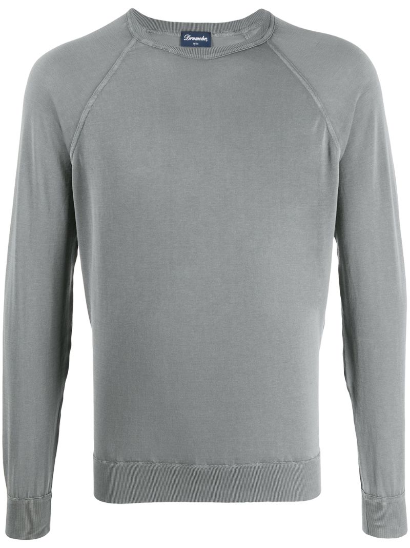 Drumohr Crew Neck Knit Jumper In Grey