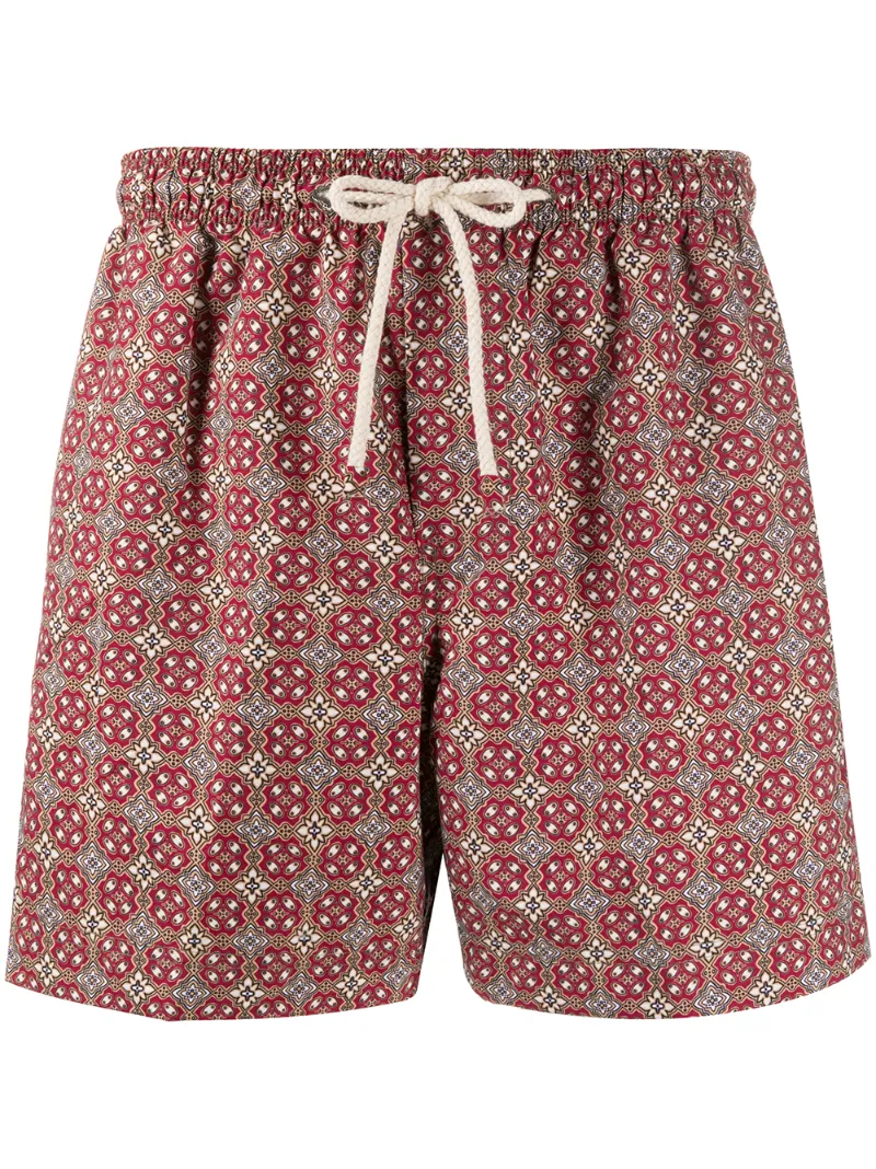 Peninsula Swimwear Caprera Tile-print Swim Shorts In Neutrals