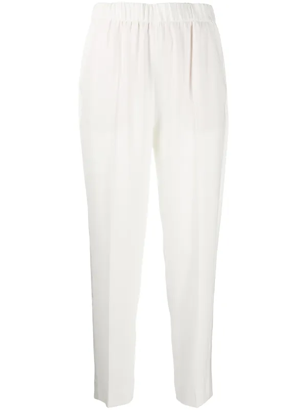 elastic waist tapered trousers