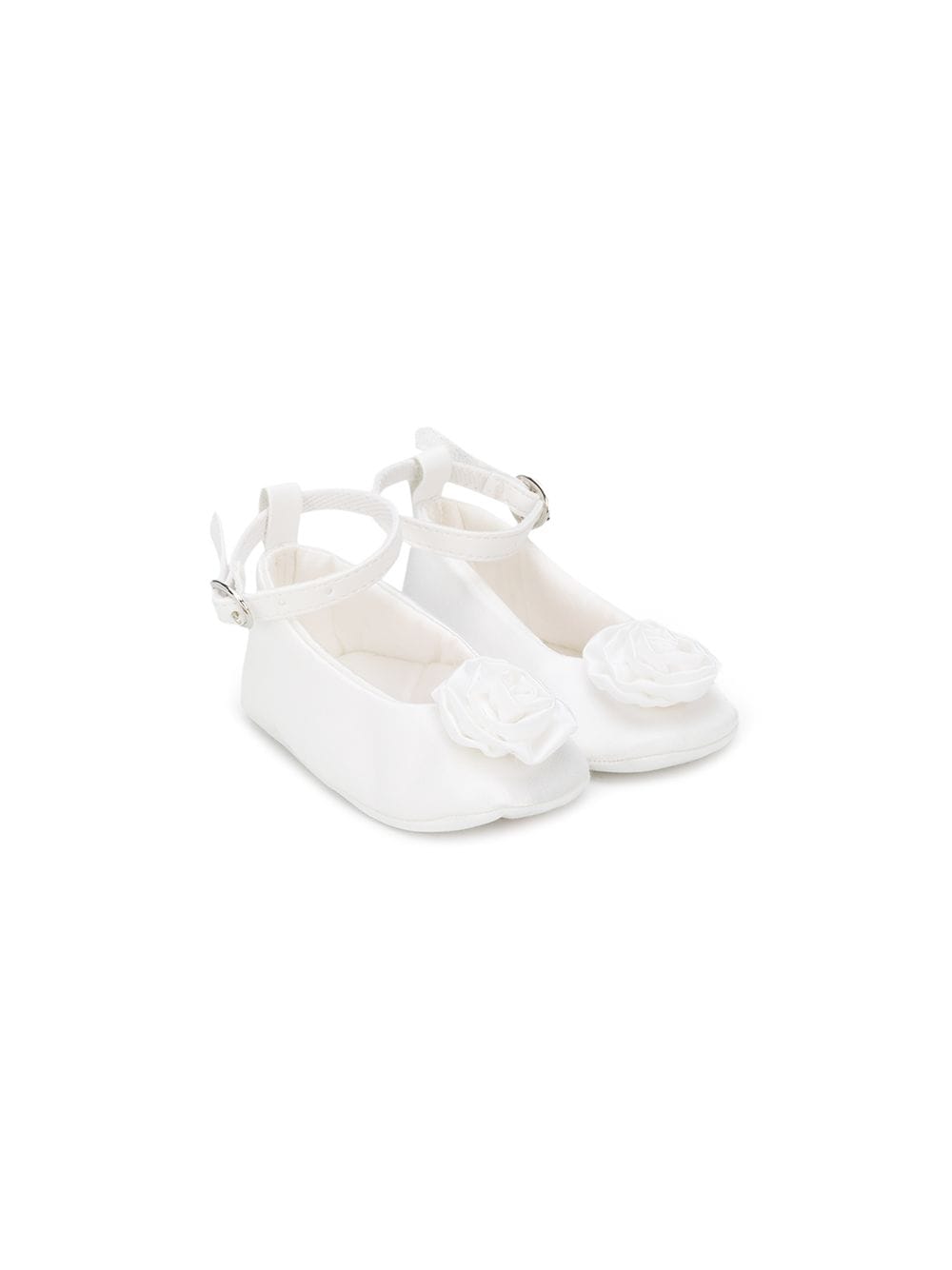 Miss Blumarine Babies' Rose Appliqué Ballerinas In 白色