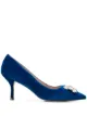 Image 1 of Stuart Weitzman crystal-buckle velvet pumps