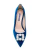 Stuart Weitzman crystal-buckle velvet pumps