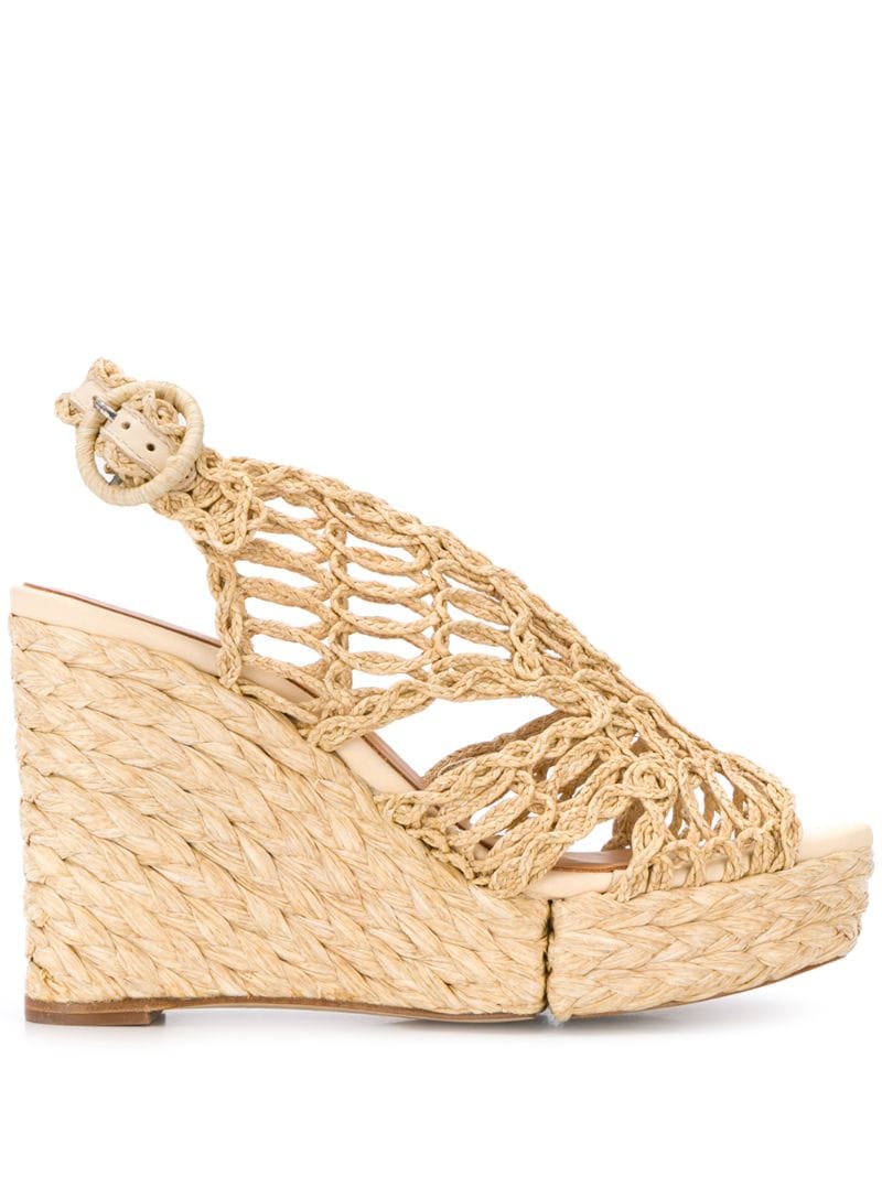 Paloma Barceló Woven Style Wedge Heel Sandals In Neutrals