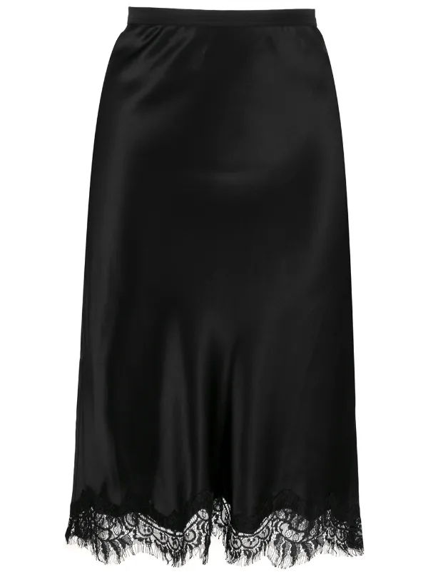 black satin skirt with lace