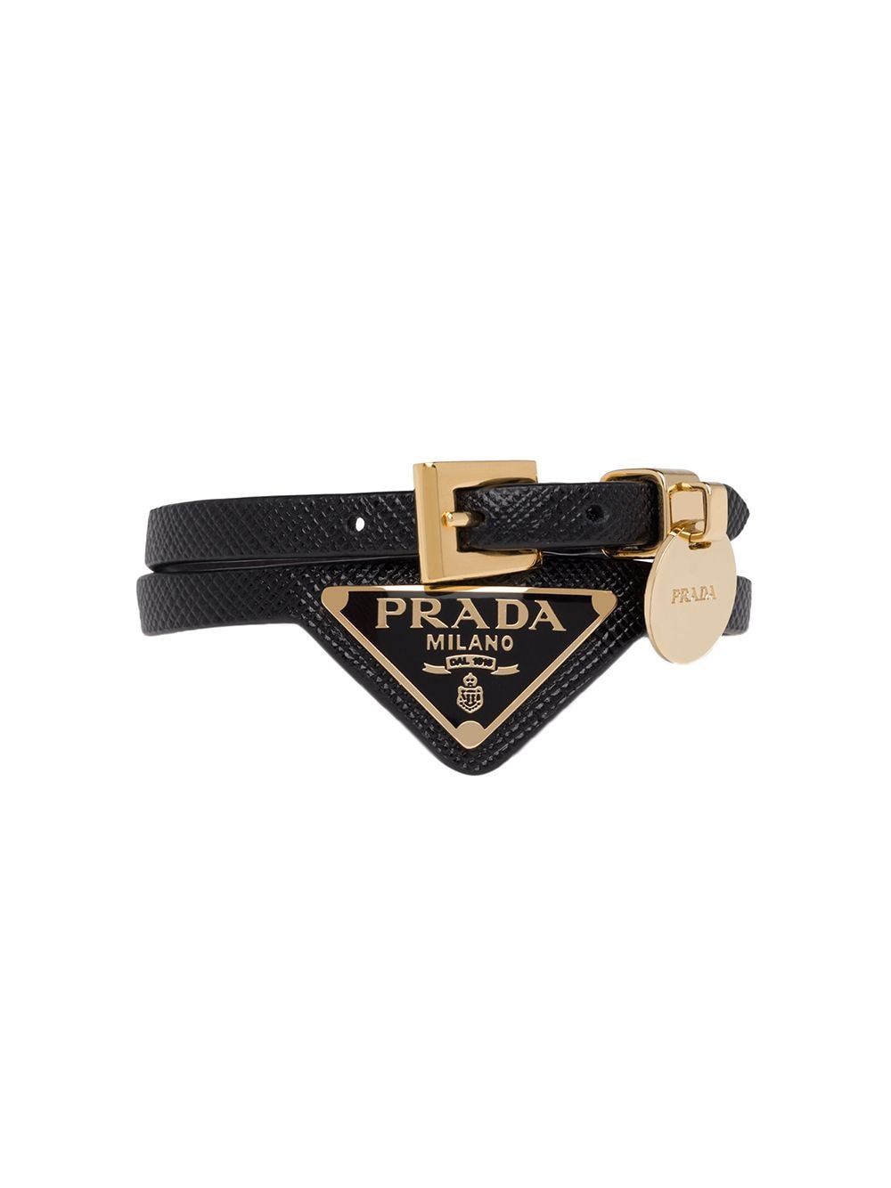 фото Prada браслет из сафьяновой кожи с металлическим логотипом