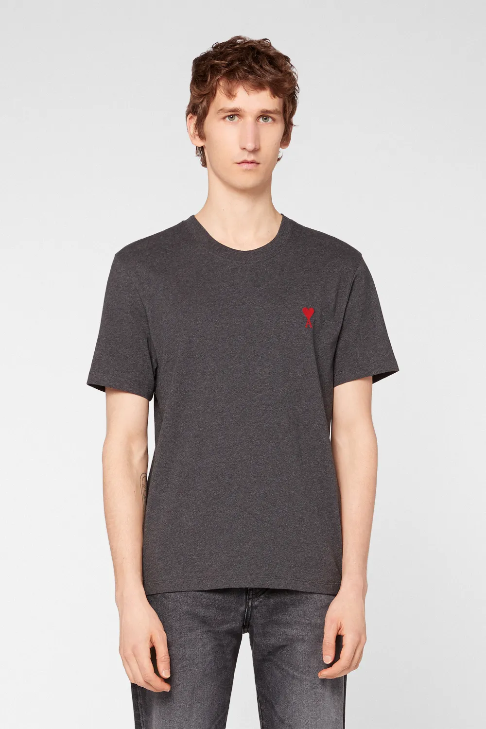 Click to view more detailed imagery on our partner's website Ami Alexandre Mattiussi Ami De Coeur T-shirt In Grey