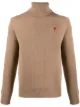 Image 1 of AMI Paris Ami de cœur embroidered turtleneck