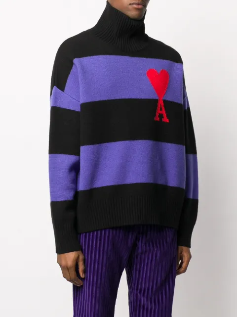 ami de coeur oversize funnel neck striped sweater