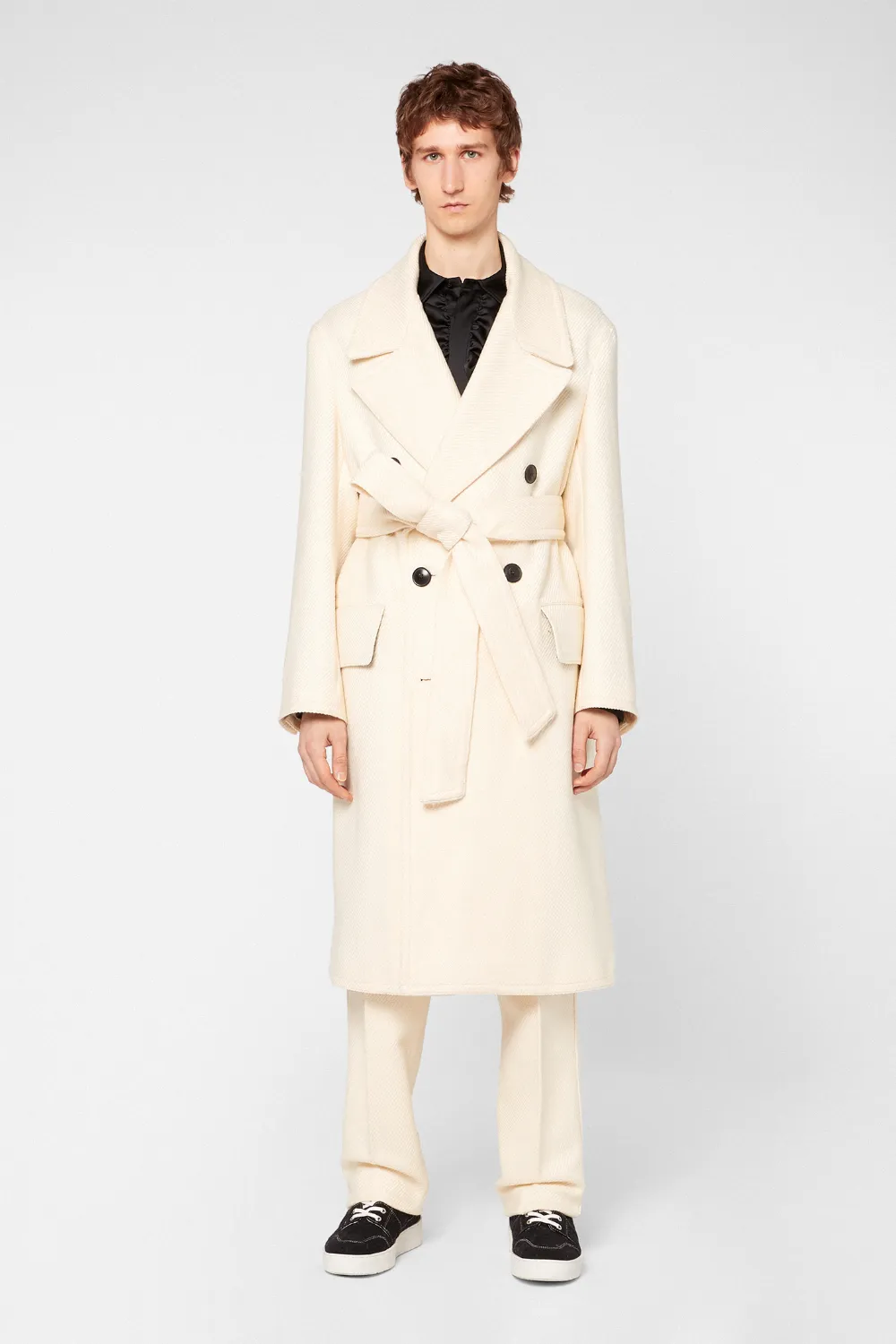 Belted Double Breasted Coat - AMI PARIS OFFICIAL