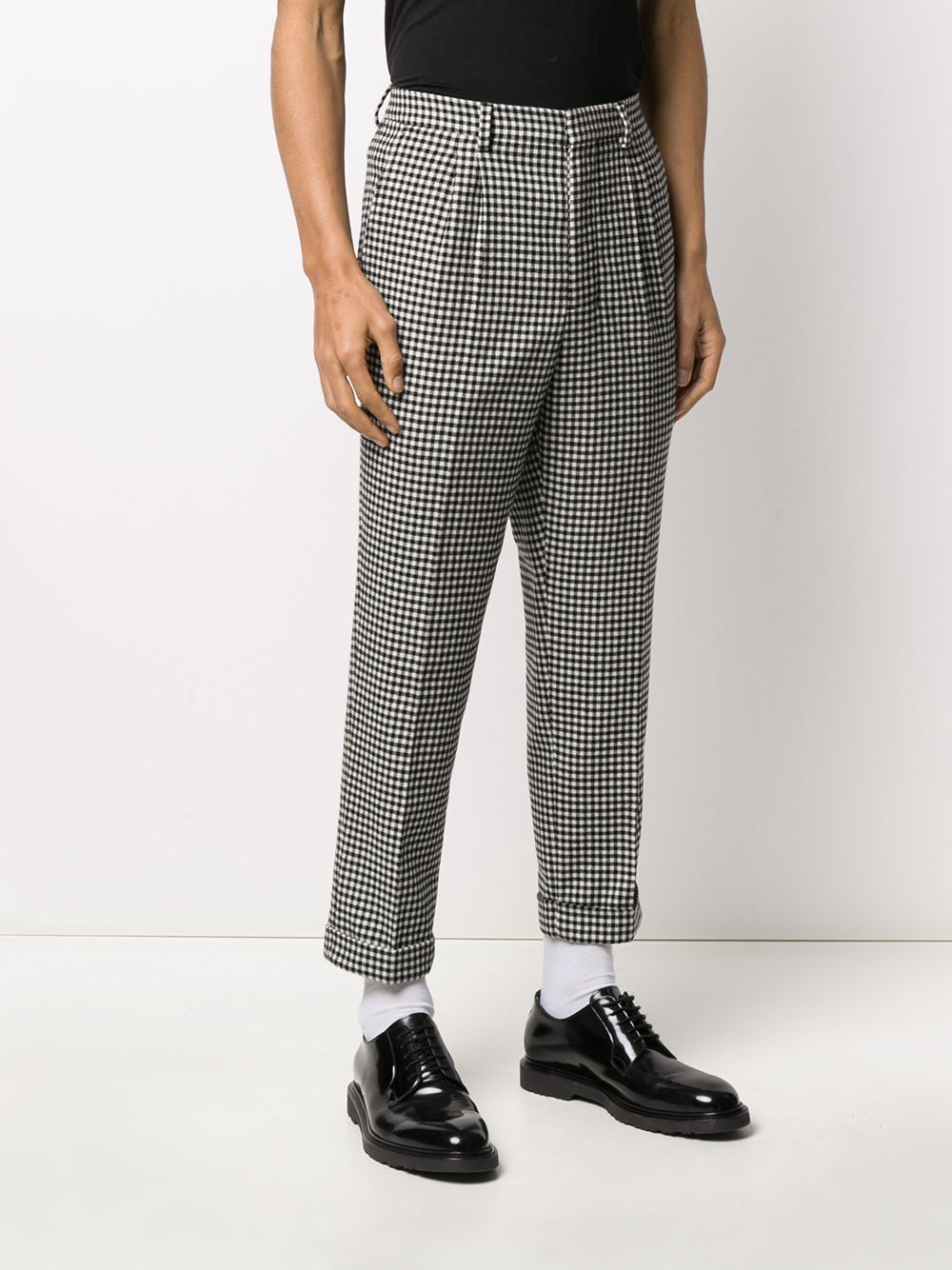 AMI Paris Checkered Pleated Carrot Fit Trousers  Farfetch