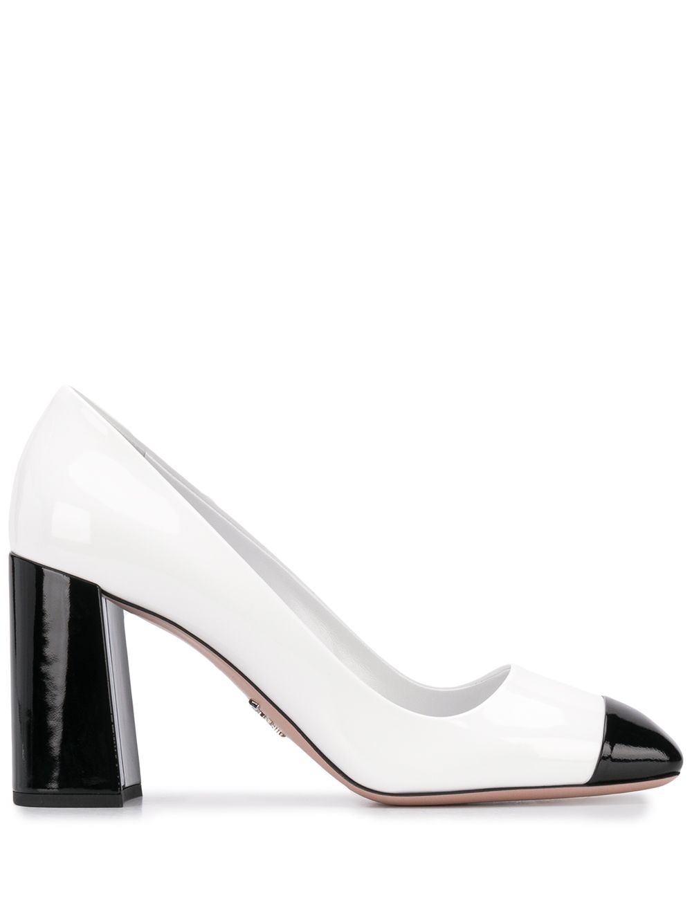 Prada 85mm two-tone pumps White