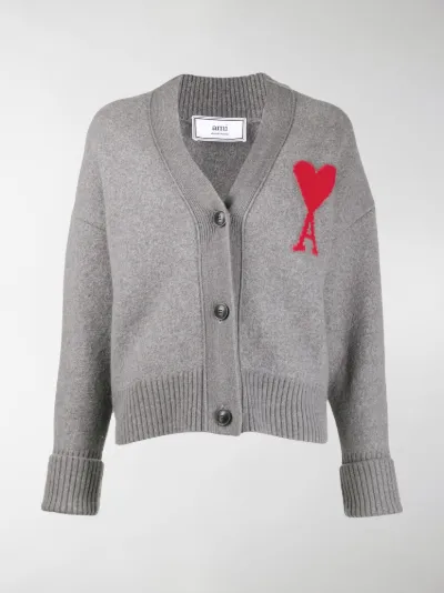 AMI Paris Ami De Coeur cardigan grey 