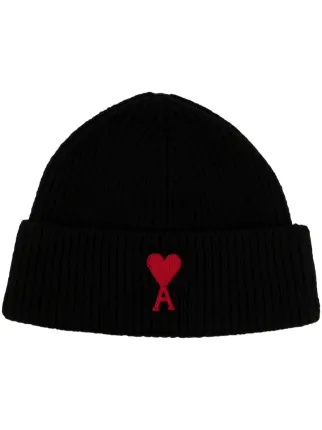 AMI Paris logo-patch Knitted Beanie Hat 