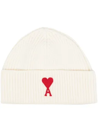 AMI Paris logo-patch Knitted Beanie Hat 