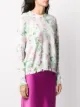 Laneus distressed-hem rose-print sweater