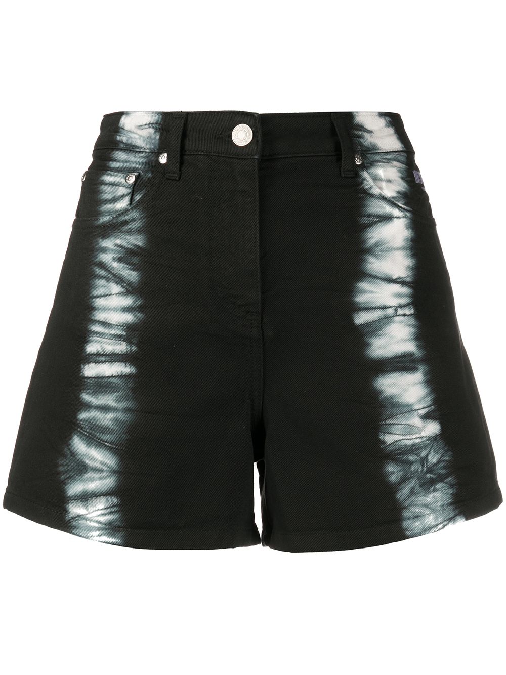 Msgm Distressed Motif Denim Shorts In Black