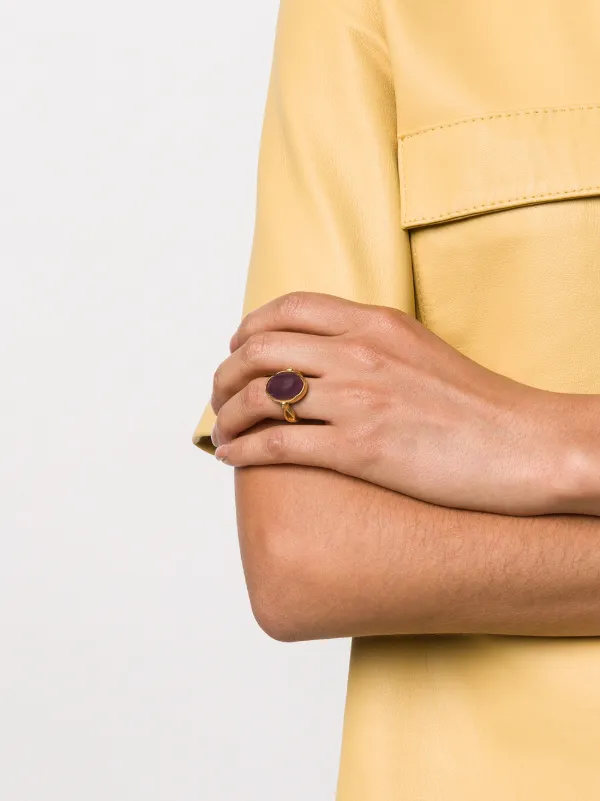 GOOSSENS PARISカボションオーバルリング24KGF完売色パープル濃紫 Goossens カボション オーバルリング | パープル | FARFETCH JP