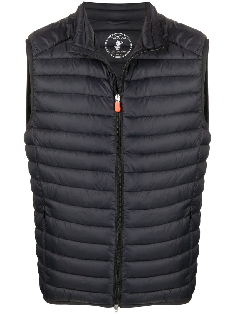 Save The Duck Padded Zip-up Gilet In Black