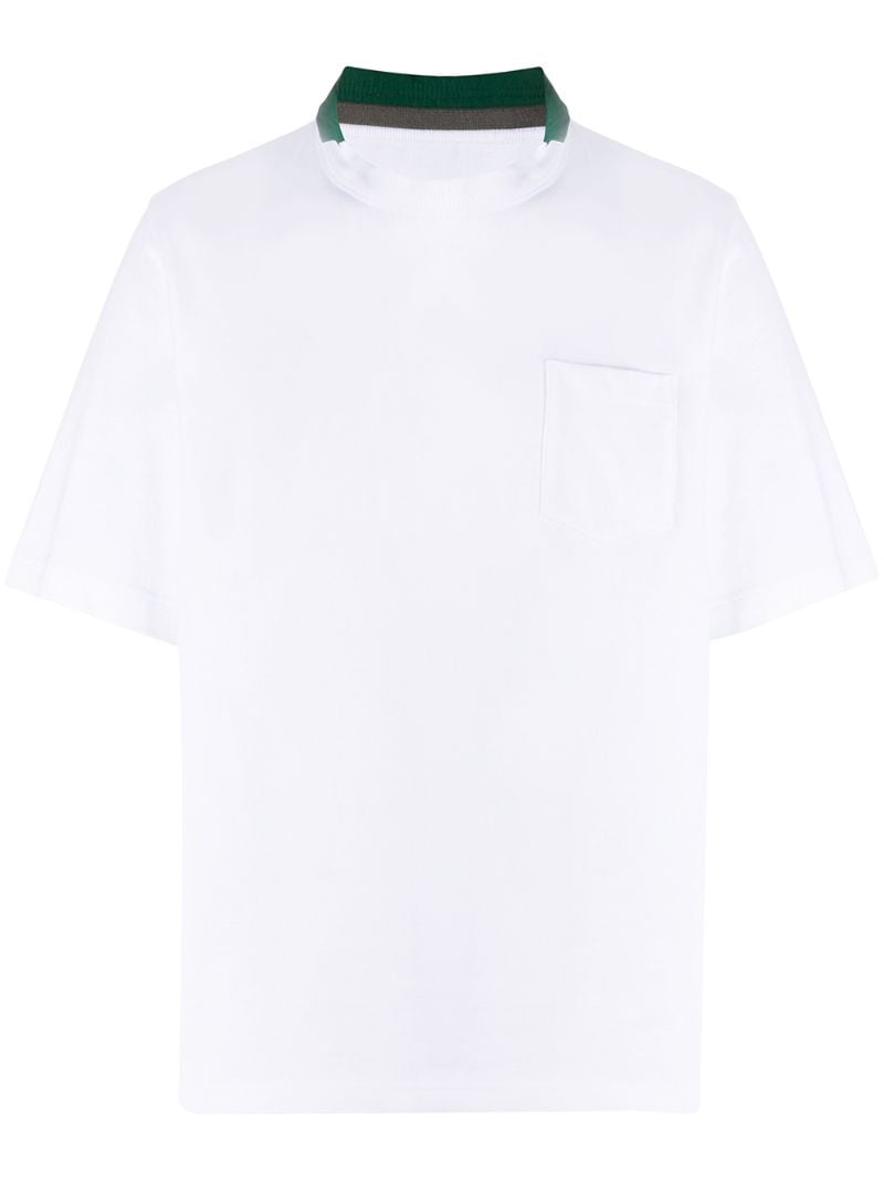 Sacai Madras High-neck T-shirt In White